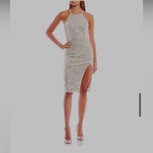 Midnight Doll Sleeveless Sequin-Embellished Mesh Dress